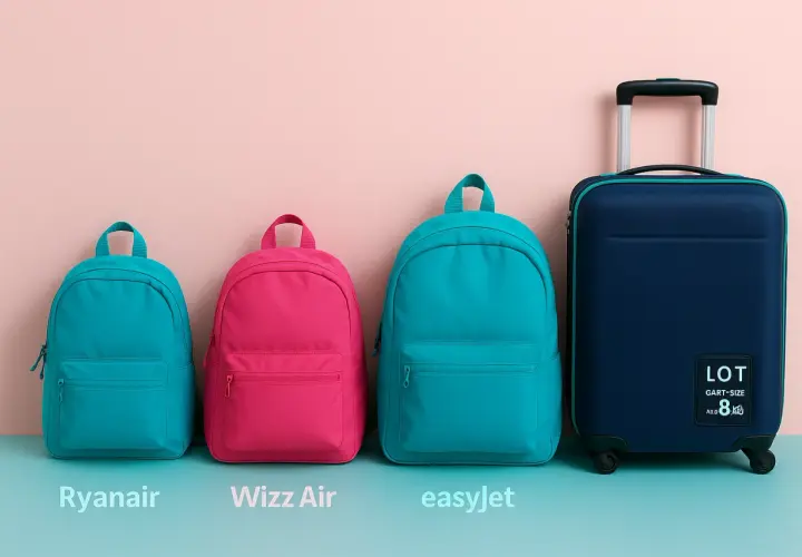 Porównanie rozmiarów bagażu podręcznego. Dowiedz się, jak dokupić bagaż w Ryanair, by zmieścić więcej rzeczy.