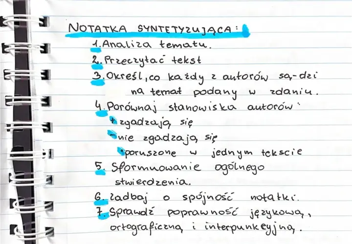Notatka syntetyzująca matura: Wzór + 4 punkty krok po kroku