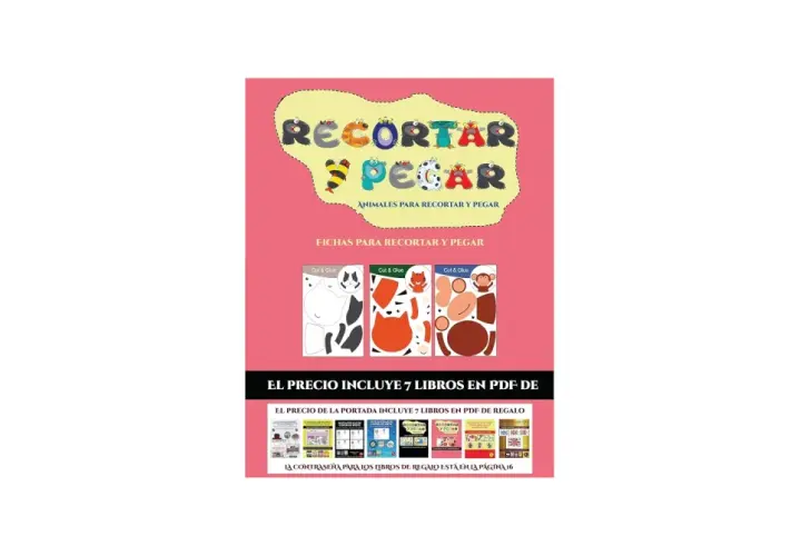 Fichas para aprender a recortar y pegar animales. Incluye diseños de gato, tigre y mono.