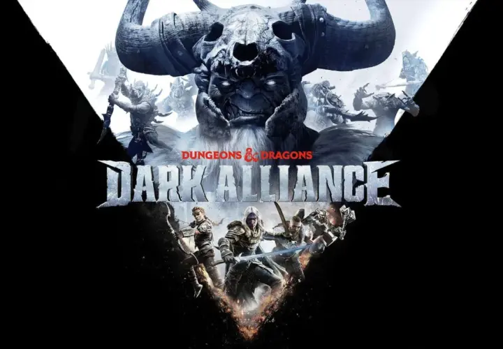 Czterech bohaterów Dungeons & Dragons Dark Alliance walczy z potężnym gigantem.