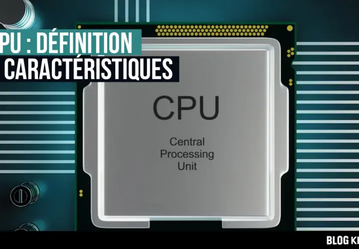 Vue rapprochée d'une architecture CPU, le cœur de l'ordinateur, avec des connexions lumineuses.