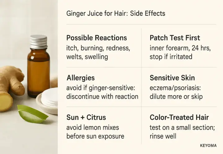 Jengibre para el pelo: posibles reacciones, alergias y consejos para piel sensible.