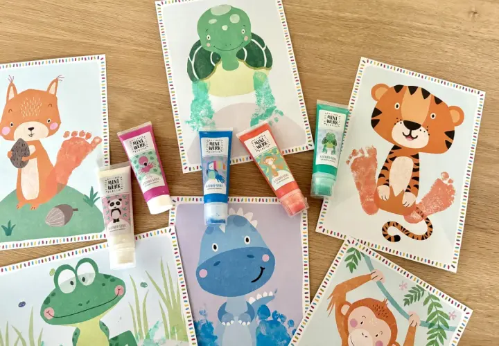 Kreative Fingerfarben Ideen: Bunte Tierbilder mit Hand- und Fußabdrücken entstehen. Perfekt für kleine Künstler!