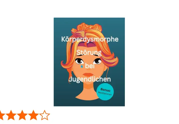 Illustration einer weinenden Jugendlichen mit der Aufschrift "Körperdysmorphe Störung bei Jugendlichen". Hilft bei der Bewältigung von Körperbildproblemen.