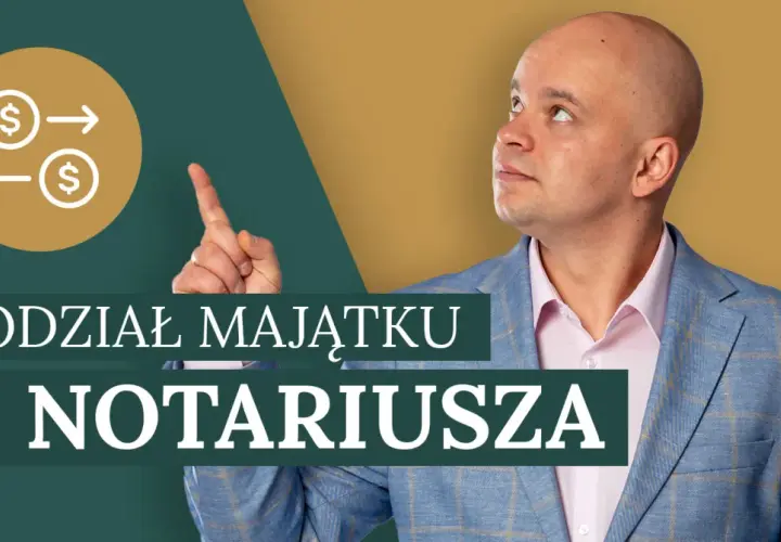 Mężczyzna w garniturze wskazuje na ikonę symbolizującą podział majątku. Czy można podważyć akt notarialny podziału majątku?