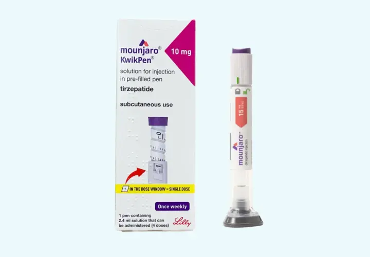 Mounjaro 15 mg cena. Zastrzyk tirzepatydem w penie KwikPen, raz w tygodniu.