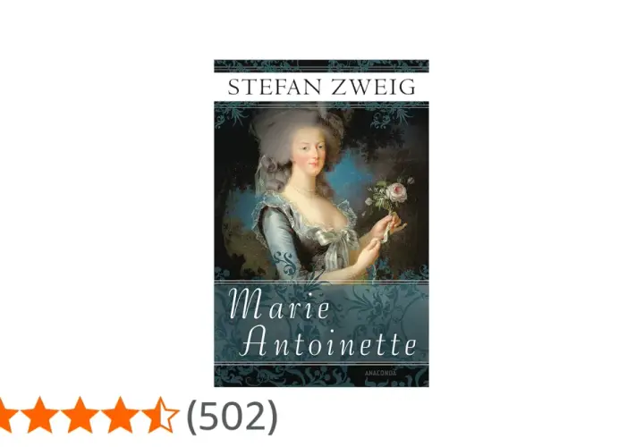 Buchcover: Stefan Zweigs "Marie Antoinette" mit einem Porträt der Königin und einer Rose.