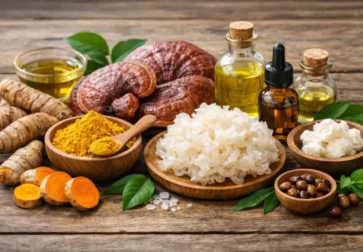Naturalne składniki wspierające antyoksydację: kurkuma, grzyby reishi, olejki. Poznaj, co to antyoksydacja i jak dbać o zdrowie.