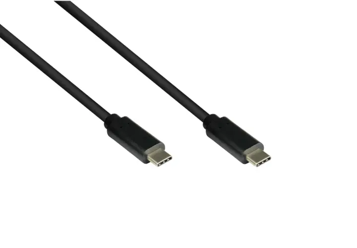 Zwei schwarze USB-C-Kabel mit Stecker, bereit für USB 3.1 Gen 2 Speed.