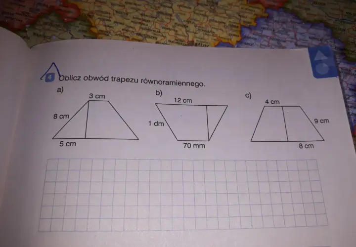 Jak obliczyć obwód trapezu równoramiennego narysowanego obok?