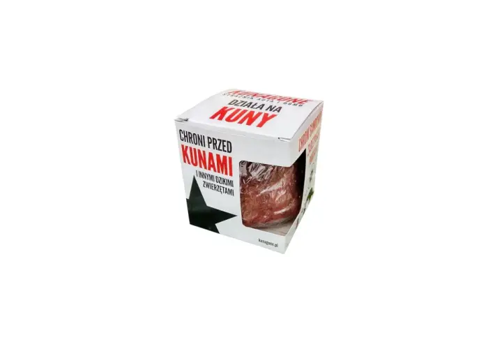 Opakowanie produktu Kunagone, który chroni przed kunami i innymi dzikimi zwierzętami.