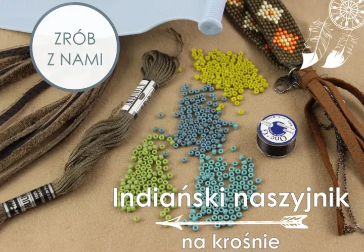 Materiały do tworzenia naszyjników: koraliki, nici, skóra i narzędzia.