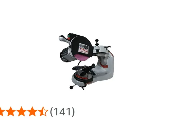 Kettenschärfgerät MAXX mit Schleifscheibe und Halterung für präzises Schärfen.