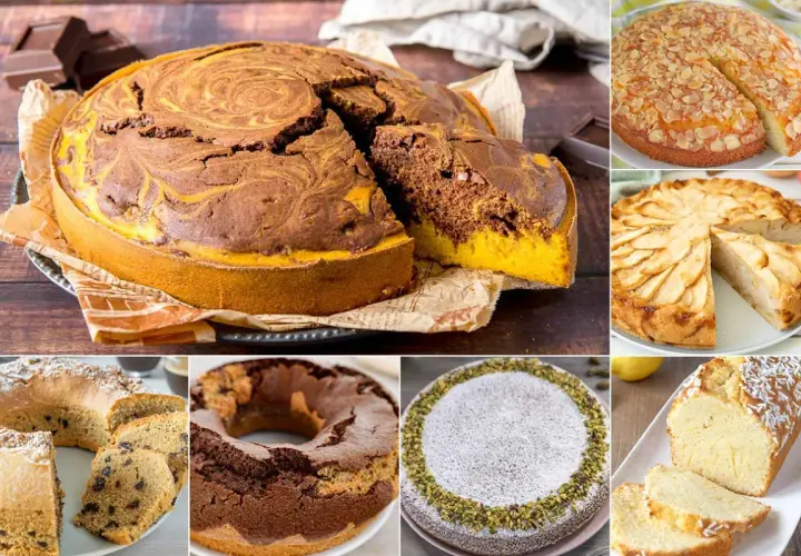 Varie torte per colazione: margherita, mele, mandorle, al cioccolato e al limone. Ideali per iniziare la giornata con dolcezza.