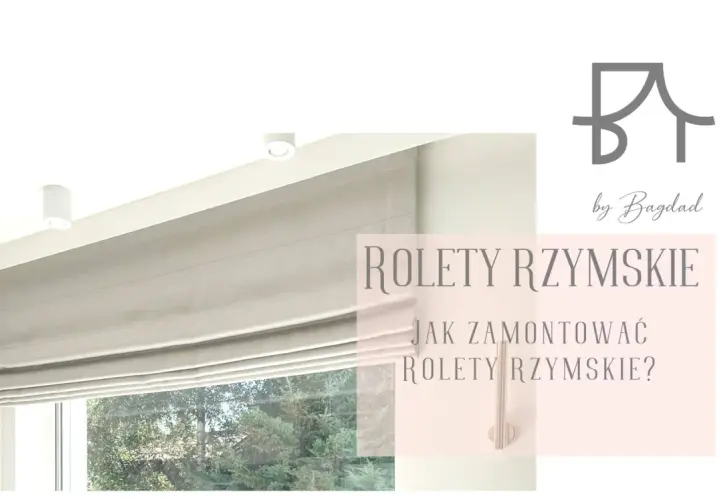 Elegancka roleta rzymska na karnisz z żabkami, prezentująca się stylowo w nowoczesnym wnętrzu.