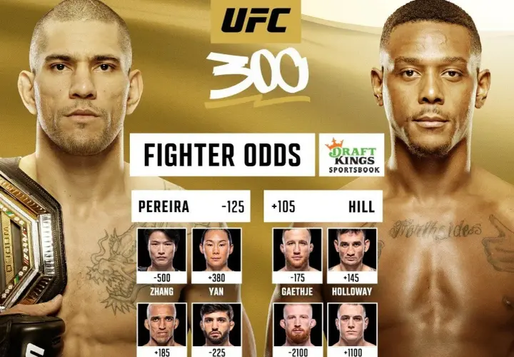 UFC 300: Sprawdź kursy bukmacherskie na walki! Pereira vs Hill, Oliveira vs Tsarukyan i inni.