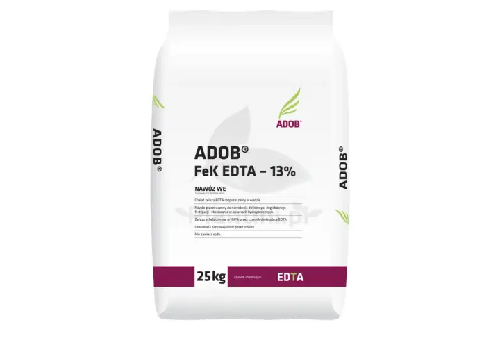 Worek nawozu ADOB® FeK EDTA 13% z naturalnym żelazem dla roślin, 25 kg.