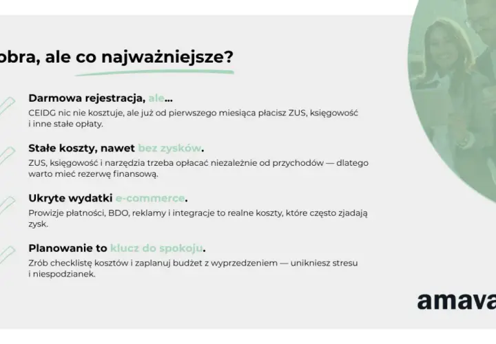 Własna działalność: rejestracja, stałe i ukryte koszty. Planuj budżet, by uniknąć stresu i niespodzianek.