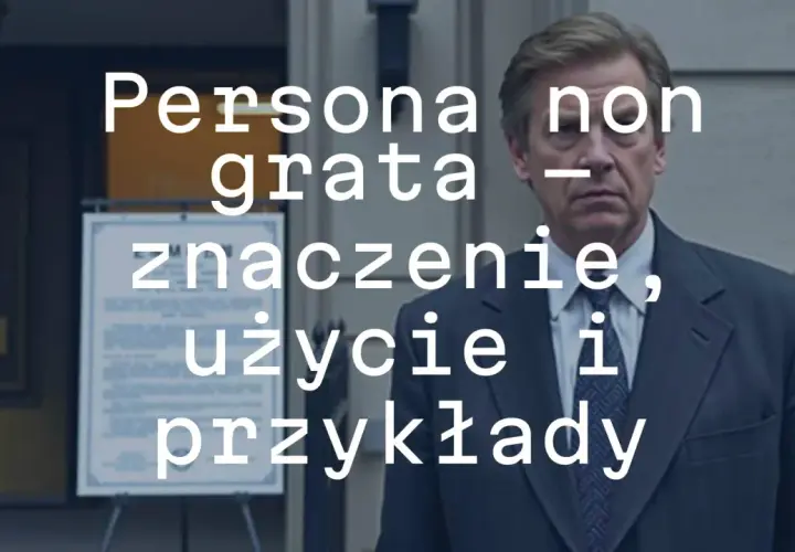 Mężczyzna w garniturze, tekst: Persona non grata – znaczenie, użycie i przykłady.