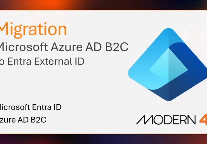Migration de Microsoft Azure AD B2C vers Entra External ID. Le logo Entra ID est présent.