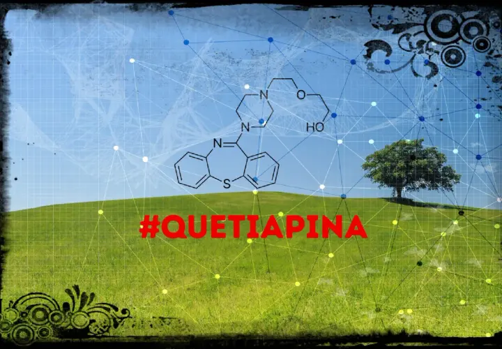 Struttura chimica della quetiapina, farmaco usato per trattare disturbi come schizofrenia e disturbo bipolare.