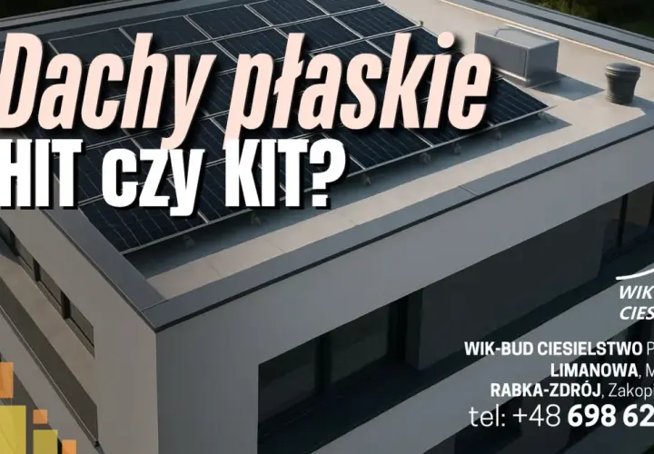 Nowoczesny dom z płaskim dachem i panelami słonecznymi. Czy dachy płaskie to hit czy kit? WIK-BUD CIESIELSTWO.