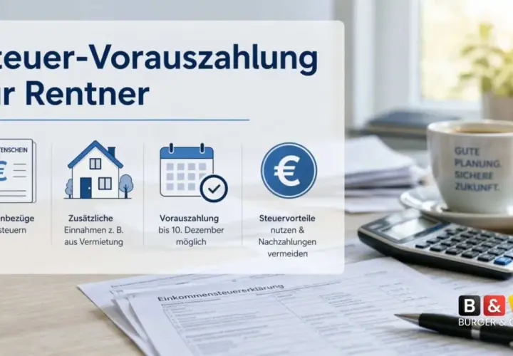 Steuer-Vorauszahlung für Rentner: Renten versteuern, Nebeneinkünfte berücksichtigen, Fristen beachten. Einspruch gegen Vorauszahlung möglich.