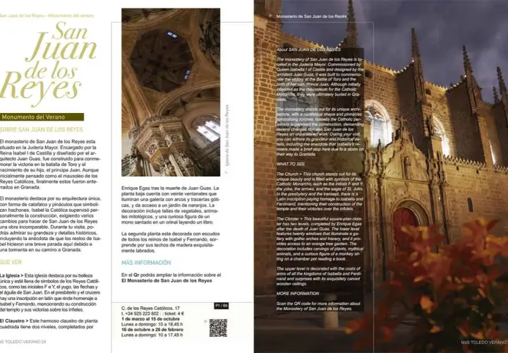 Fachada del Monasterio de San Juan de los Reyes, lugar de celebraciones y fiestas de molledo.
