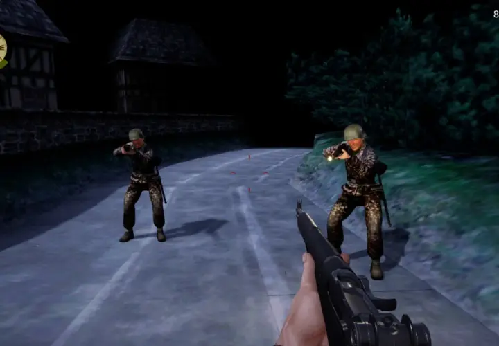 Nocna misja w grze Medal of Honor. Dwóch żołnierzy w kamuflażu celuje z karabinów.