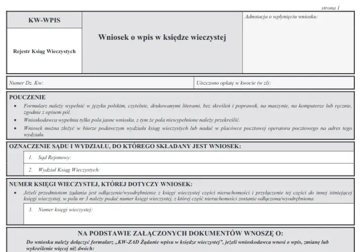 Wzór wniosku o przyspieszenie wpisu do KW - szybki dostęp