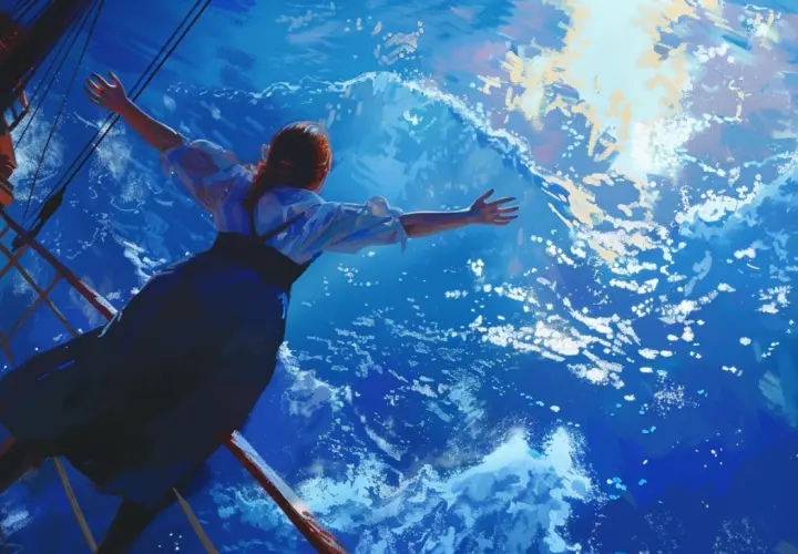 Titanic - plakat z romantyczną sceną z filmu