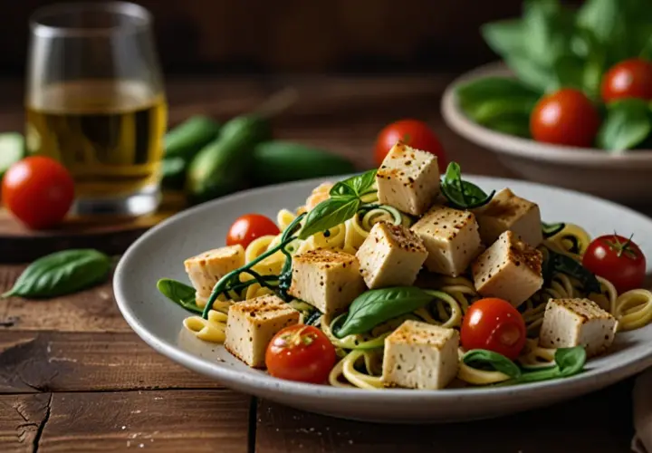 Makaron z tofu i cukinią: Wegański przepis na obiad pełen smaku