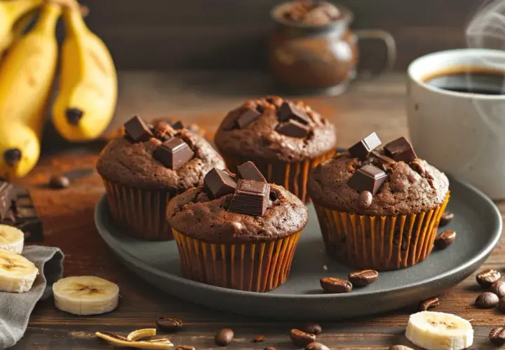 Muffiny z owocami i kakao: muffinki bananowo-czekoladowe - przepis