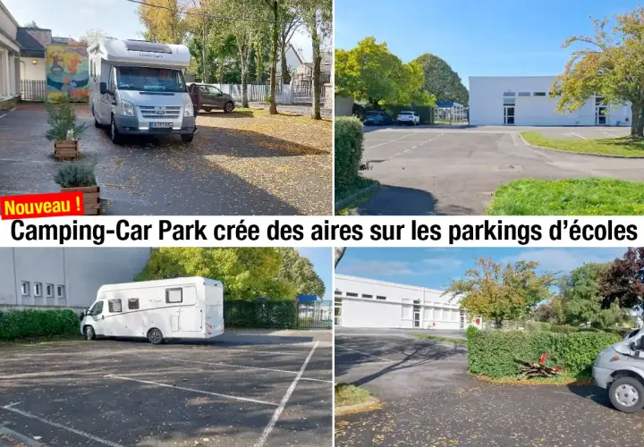 Camping-Car Park crée des aires sur les parkings d'écoles. La liste des aires camping-car park s'agrandit avec ces nouveaux emplacements.