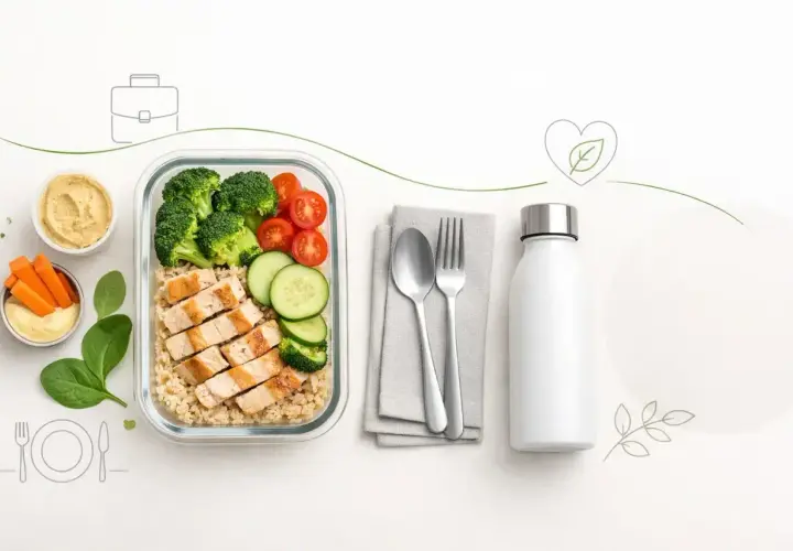 Zdrowy lunchbox z kurczakiem, ryżem i warzywami. Idealny posiłek, by kontrolować kalorie i cieszyć się smakiem.