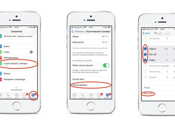 Jak odinstalować aplikacje na iPhonie? Zobacz, jak wyczyścić pamięć WhatsApp, usuwając zdjęcia, GIF-y i filmy.