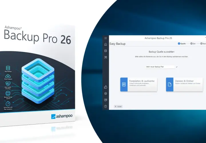 Ashampoo Backup Pro 26: Erstellen Sie ein Image von Festplatte mit dieser Freeware. Sichern Sie Festplatten, Partitionen oder Dateien.