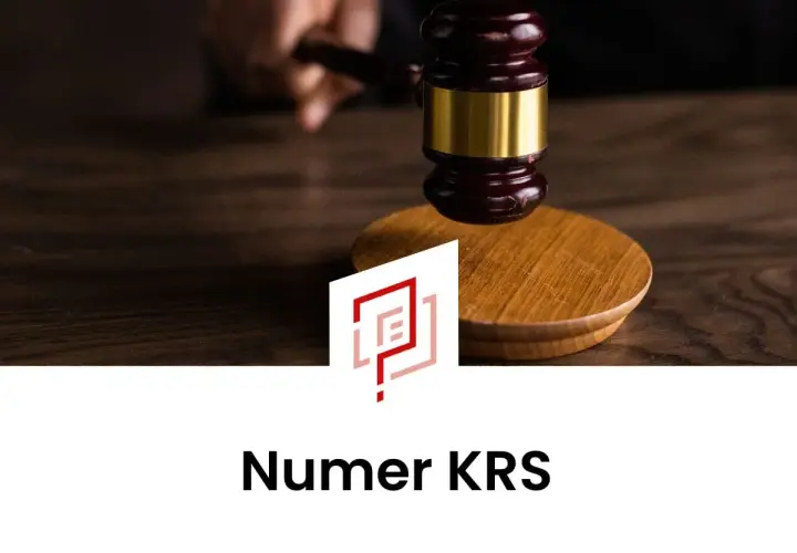 Młotek sędziowski i logo z napisem "Numer KRS". Pomoc w rejestracji spółki cywilnej KRS.