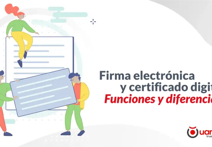 Personas trabajando con un documento y un certificado digital. El certificado digital y electrónico es lo mismo.