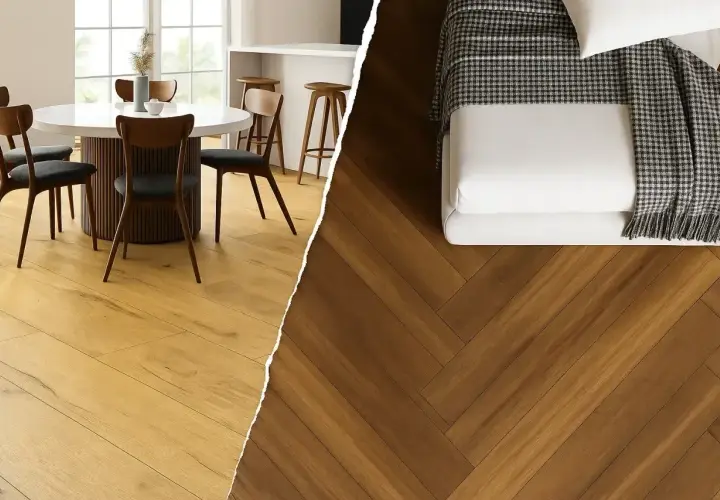 Jasne panele laminowane w jadalni i ciemne panele winylowe w sypialni – wybierz styl dla swojego domu.