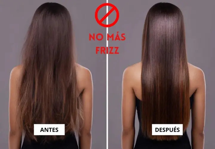 Antes y después: el pelo luce liso y sin frizz. ¡Adiós al encrespamiento!