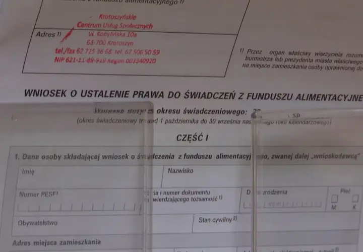 Wniosek o świadczenia z funduszu alimentacyjnego. Dokument ten jest kluczowy, gdy fundusz alimentacyjny wypłaca alimenty.