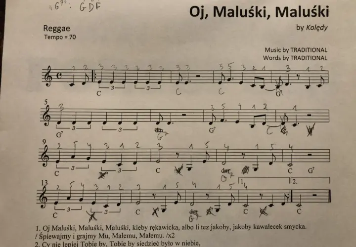 Nuty do kolędy na pianino "Oj, Maluški, Maluški". Tempo 70.