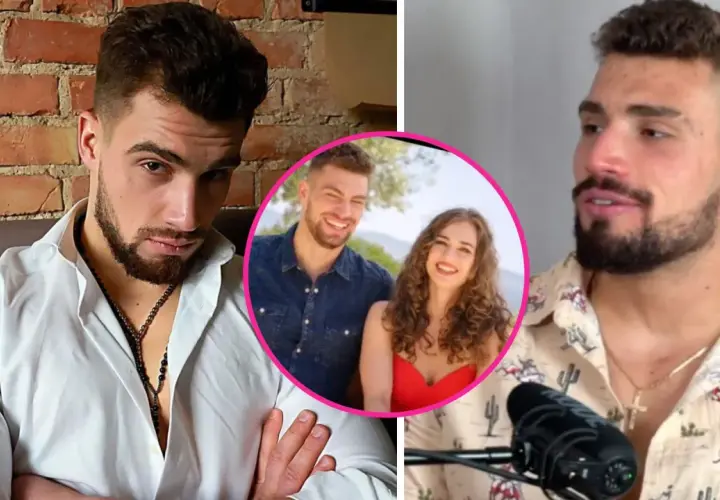Dominik z uśmiechem na twarzy, w okręgu z ukochaną. Dominik love never lies.