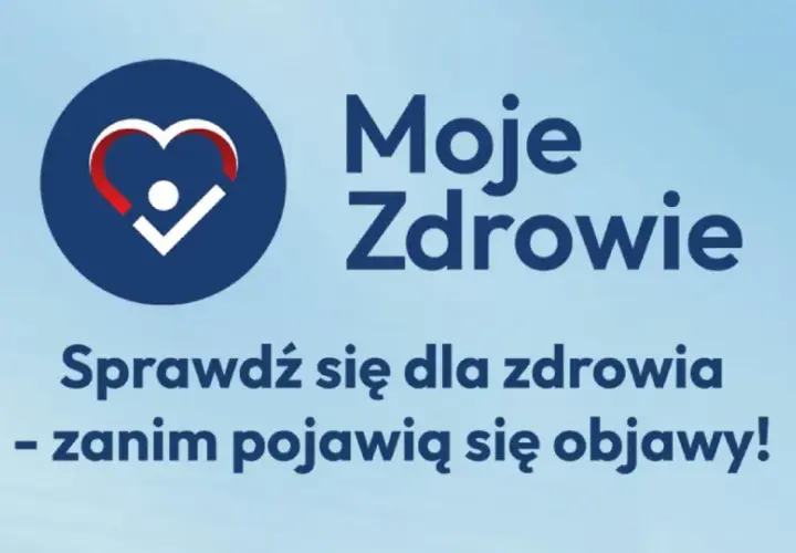 Moje zdrowie: sprawdź się dla zdrowia, zanim pojawią się objawy! Logo serca z ptaszkiem.