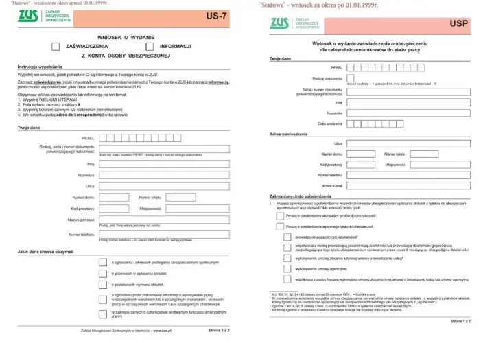 Wniosek do ZUS o wydanie zaświadczenia o okresach ubezpieczenia, potrzebny do ustalenia emerytury.