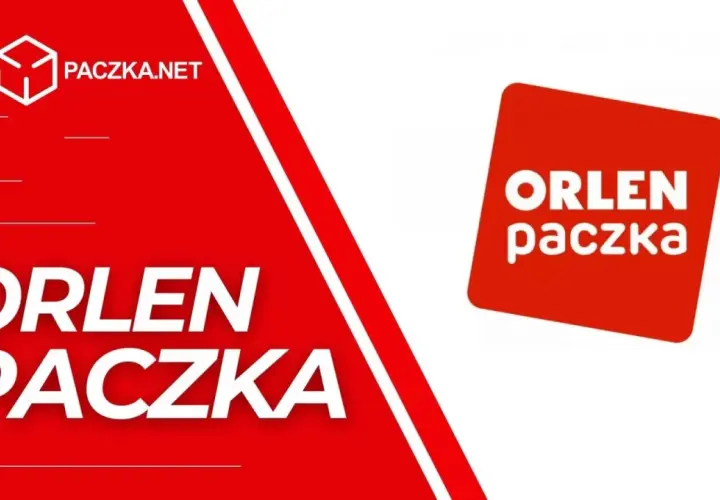 Logo ORLEN Paczka na czerwonym tle z napisem "TANIPACZKA.NET".