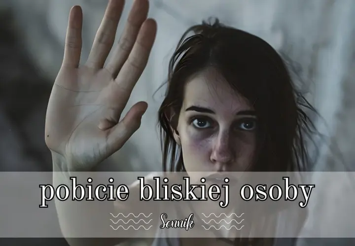 Sennik: sen o pobiciu bliskiej osoby może oznaczać ukryty konflikt lub poczucie winy. Kobieta z dłonią uniesioną w geście obrony.