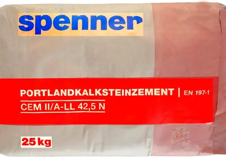 Sack Portlandkalksteinzement CEM II/A-LL 42,5 N von Spenner, 25 kg.