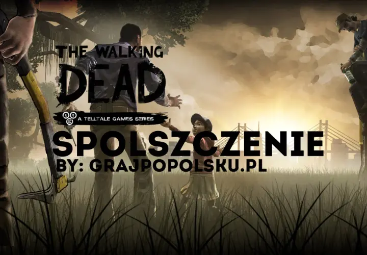The Walking Dead: The Telltale Definitive Series spolszczenie. Lee ratuje Clementine, a na tle mostu i pociągu widać napisy.